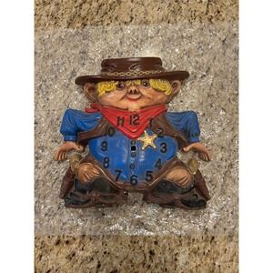 Vintage 1975 Arnel's‎ Ceramic Cowboy Sheriff Clock Face Wall Decor Retro Kitsch